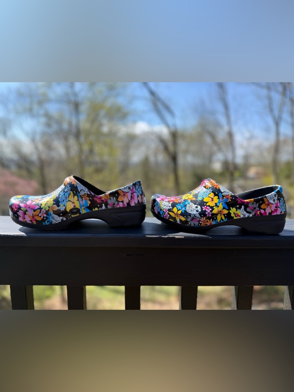 Women's Floral Owl-Accent Slip-On Clog - Black Multicolor